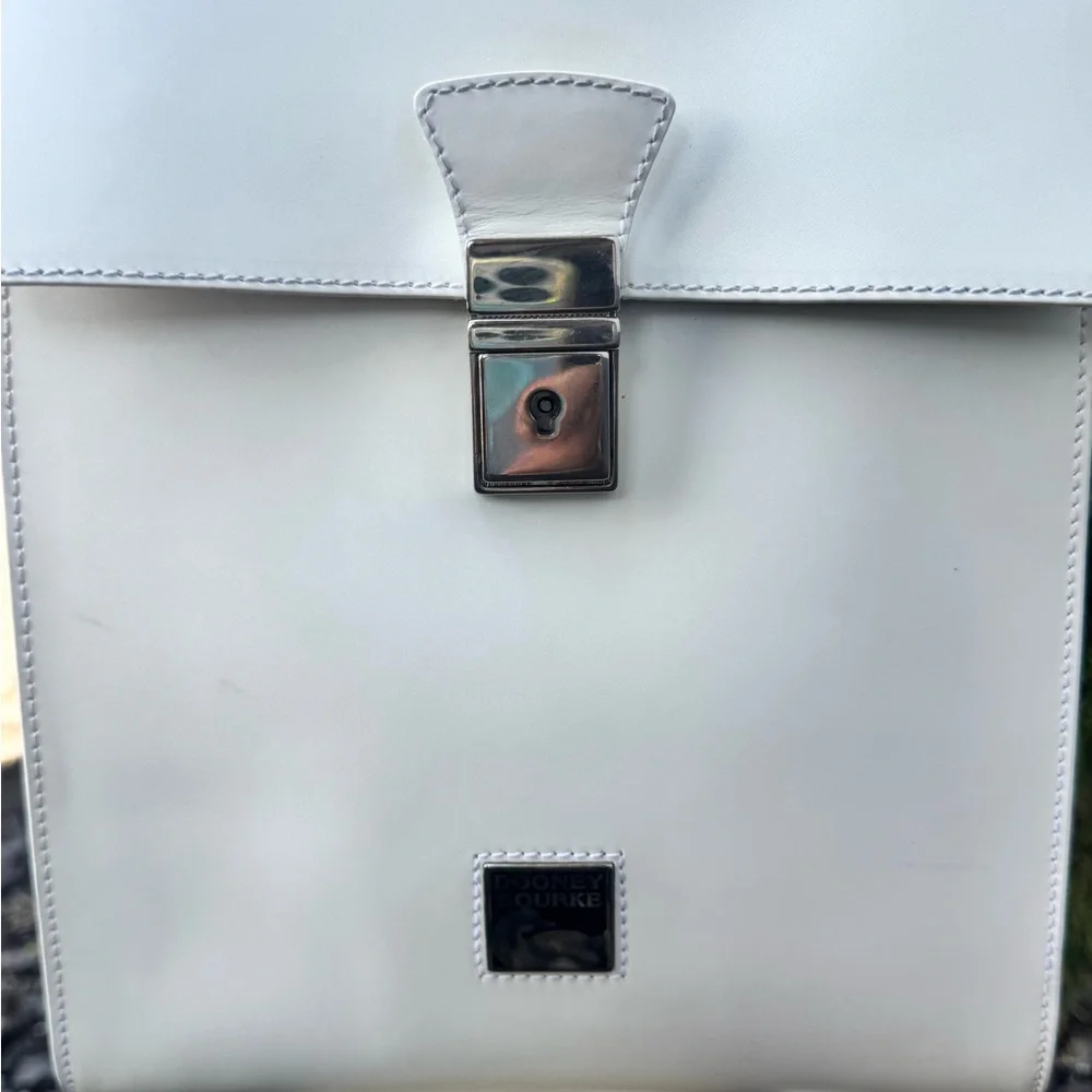 Dooney & Bourke (Made in Italy) Vintage White Leather Bamboo Handle Backpack